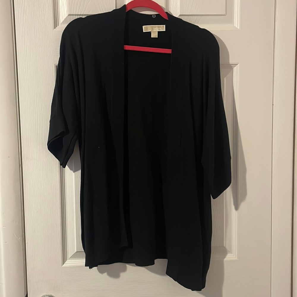 L Michael Kors Black Short Sleeve Sweater Cardigan